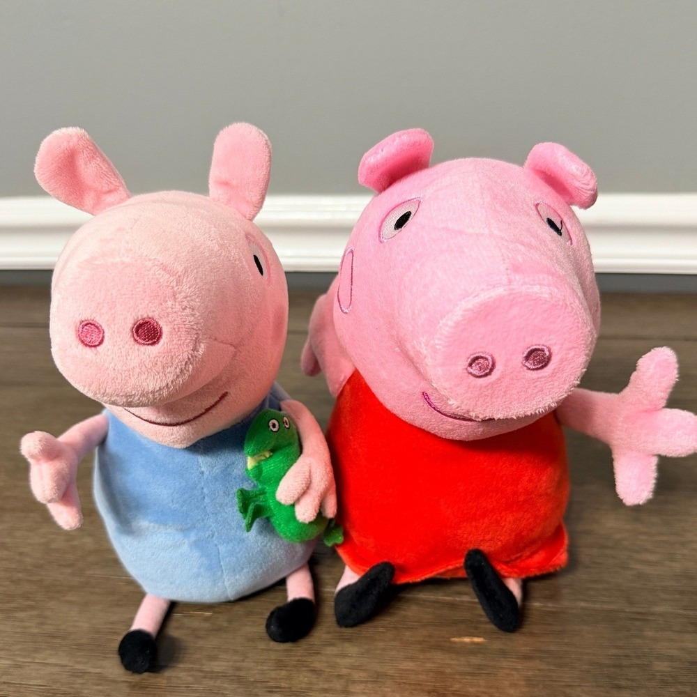 Peppa Pig George Pig Plush Stuffed Animal Toy Set 2pcs Blue Red George Dinosaur